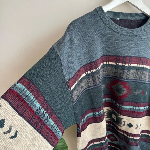 Vintage Men's Patterned Sweater - Multicolor Size XL - Picture 2 of 10